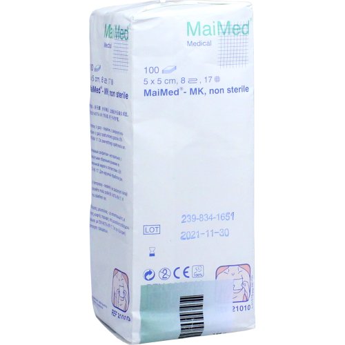 MULLKOMPRESSEN 5x5cm 8fach unsteril - PZN 11296191