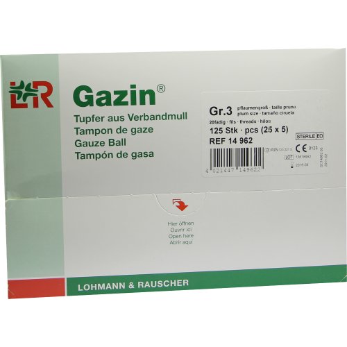Gazin Schlinggazetupfer pflaume2+3 steril m.Schutz - PZN 01232215