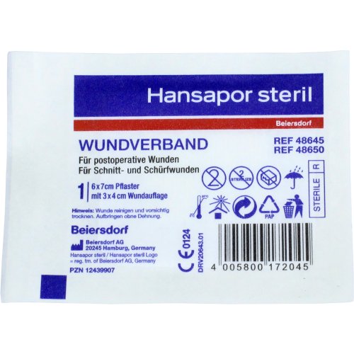 Hansapor steril Wundverband 6x7cm - Einzelpackung - PZN 12439907