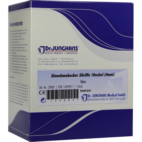 Einnehmebecher 2Griffe+Deckel 4mm blau - PZN 01349957