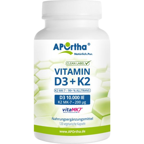 APOrtha Vitamin D3 10.000 IE 250ug+K2 MK7 200ug - PZN 15743356