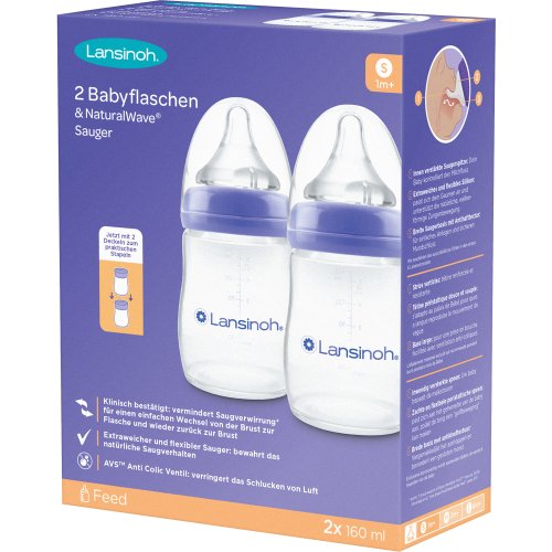 LANSINOH Babyflaschen&NaturalWave Sauger S 2x160ml - PZN 18771583