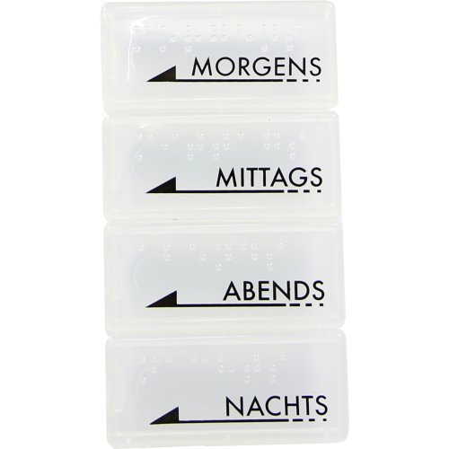 Tablettendose mo/mi/ab/na m.Blindenschr.weiß trans - PZN 03149599