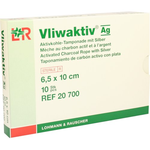 Vliwaktiv AG 6.5x10cm Aktivkohle Tamponade.m.Silb - PZN 04862796