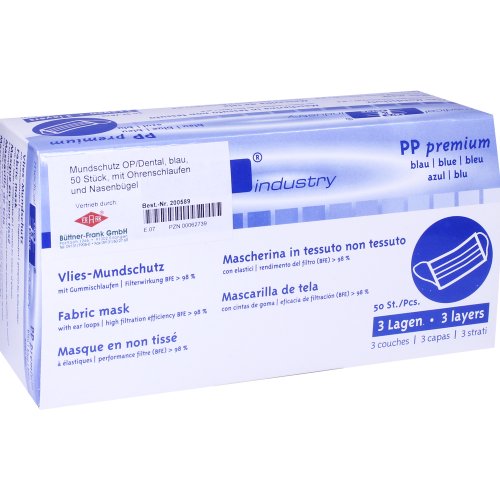 MUNDSCHUTZ OP BLAU Gummiband Nasenbügel - PZN 00062739