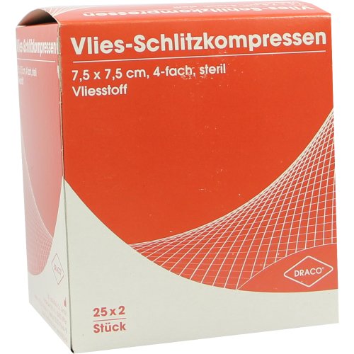 SCHLITZKOMPRESSE Vlies 7.5x7.5cm 4fach steril Ausb - PZN 00749028
