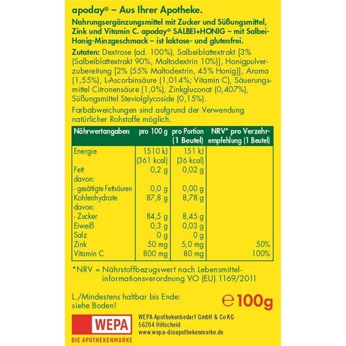 APODAY Heisser Salbei+Honig+Vit.C+Zink Pulver - PZN 11694371