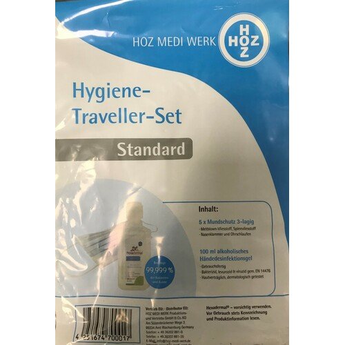 Hygiene Traveller Set (5xMasken + Desinfektion 100ml) - PZN 08000069